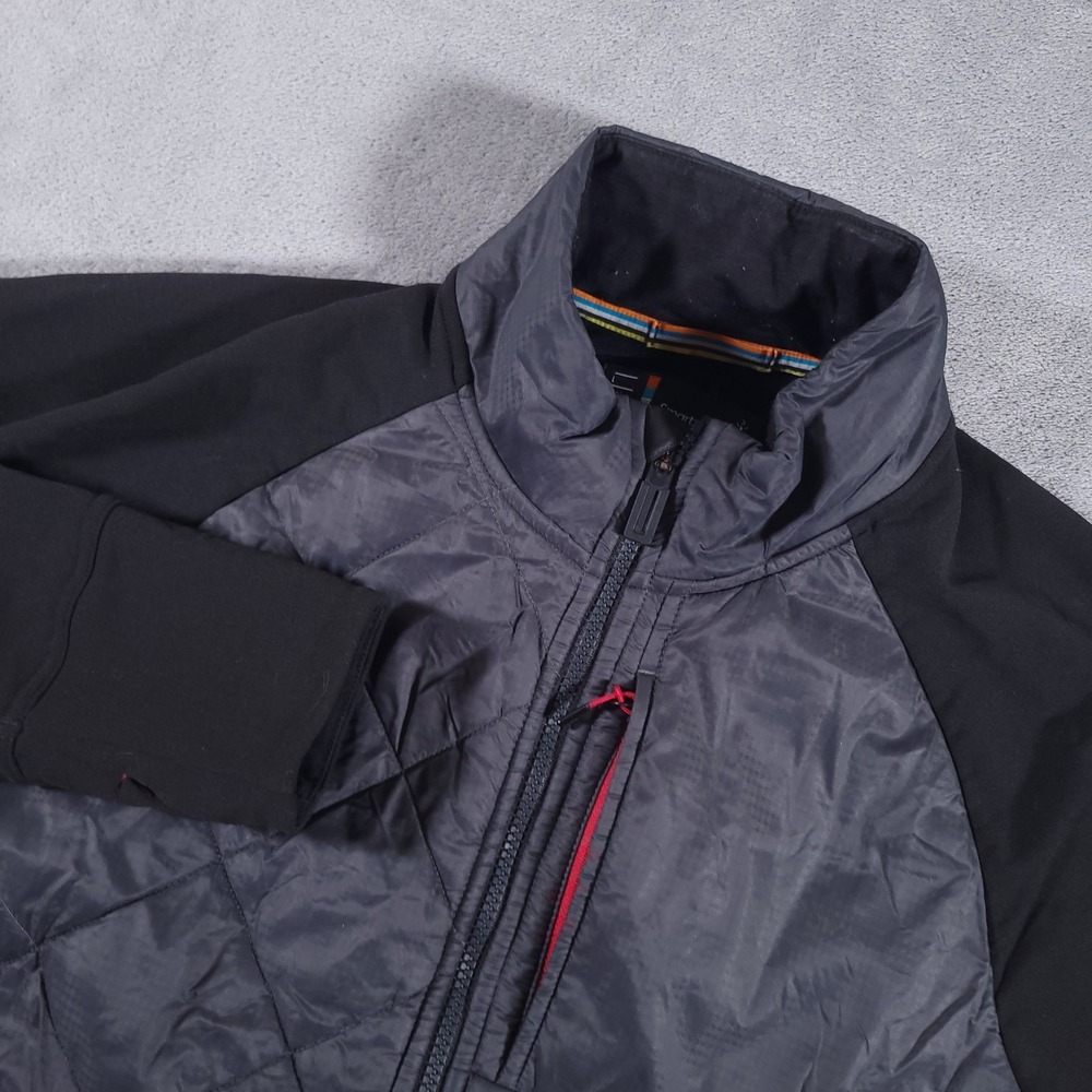 Smartwool Smartloft 120 Jacket Mens Large Black Grey Quilted Hybrid Wool Blend